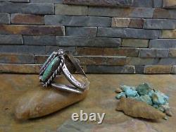 MAGNIFICENT! 105g NAVAJO 4 HI GRADE GEM TURQUOISE CUFF STERLING OLD PAWN HARVEY