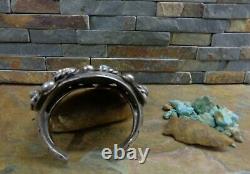 MAGNIFICENT! 105g NAVAJO 4 HI GRADE GEM TURQUOISE CUFF STERLING OLD PAWN HARVEY