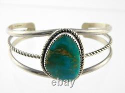 M Burnside Navajo Native American Sterling Silver Turquoise Cuff Bracelet 6.5 In