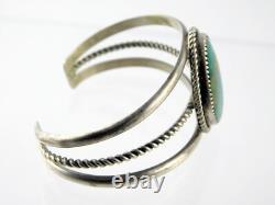M Burnside Navajo Native American Sterling Silver Turquoise Cuff Bracelet 6.5 In