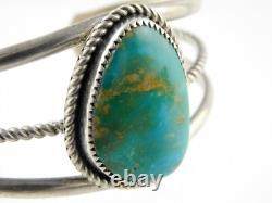 M Burnside Navajo Native American Sterling Silver Turquoise Cuff Bracelet 6.5 In