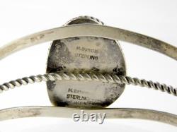 M Burnside Navajo Native American Sterling Silver Turquoise Cuff Bracelet 6.5 In