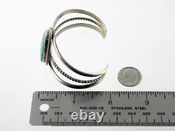 M Burnside Navajo Native American Sterling Silver Turquoise Cuff Bracelet 6.5 In