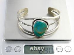M Burnside Navajo Native American Sterling Silver Turquoise Cuff Bracelet 6.5 In