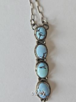 Marcella James Navajo Sterling Silver Turquoise Necklace Pendant Signed