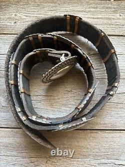 Martinez Native American Navajo Sterling Silver Concho Belt Signed