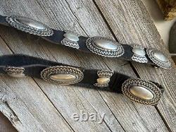 Martinez Native American Navajo Sterling Silver Concho Belt Signed