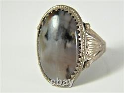Men's Native American Navajo Fred Harvey Era Sterling Silver Huge Agate Ring 1L