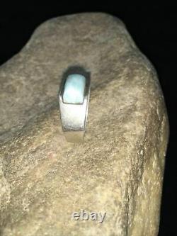 Mens Larimar Native American Navajo Sterling Silver Ring Set 12 01738