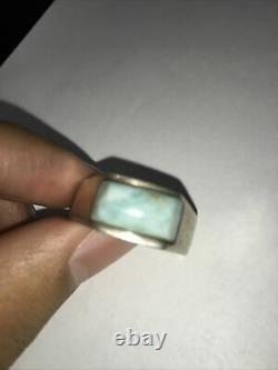 Mens Larimar Native American Navajo Sterling Silver Ring Set 12 01738