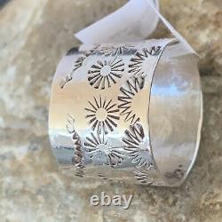 Mens Wide Band Native American Navajo Stamped Sterling Silver Ring Sz 9 10965