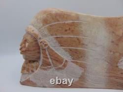 NATIVE AMERICAN NAVAJO ALABASTER SCULPTURE BY ARTIST SUSIE JOE Long 11 LBS