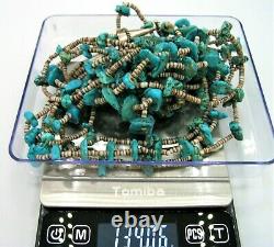 NATIVE AMERICAN NAVAJO OLD PAWN 5 STRAND TURQUOISE & HESHI NECKLACE 28 134g