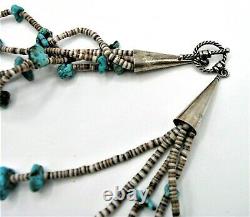 NATIVE AMERICAN NAVAJO OLD PAWN 5 STRAND TURQUOISE & HESHI NECKLACE 28 134g