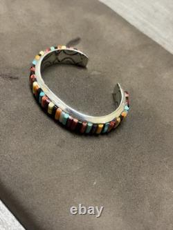 NATIVE AMERICAN NAVAJO RAY ADAKAI TURQUOISE Cuff Bracelet 42.4G. 925 Sterling OP