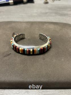 NATIVE AMERICAN NAVAJO RAY ADAKAI TURQUOISE Cuff Bracelet 42.4G. 925 Sterling OP