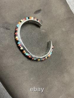 NATIVE AMERICAN NAVAJO RAY ADAKAI TURQUOISE Cuff Bracelet 42.4G. 925 Sterling OP