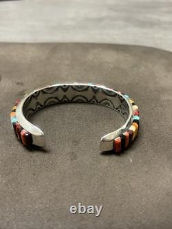 NATIVE AMERICAN NAVAJO RAY ADAKAI TURQUOISE Cuff Bracelet 42.4G. 925 Sterling OP