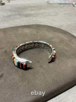 NATIVE AMERICAN NAVAJO RAY ADAKAI TURQUOISE Cuff Bracelet 42.4G. 925 Sterling OP