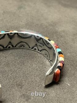 NATIVE AMERICAN NAVAJO RAY ADAKAI TURQUOISE Cuff Bracelet 42.4G. 925 Sterling OP