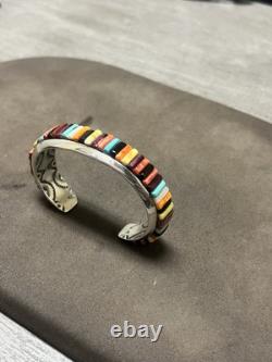 NATIVE AMERICAN NAVAJO RAY ADAKAI TURQUOISE Cuff Bracelet 42.4G. 925 Sterling OP