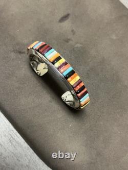 NATIVE AMERICAN NAVAJO RAY ADAKAI TURQUOISE Cuff Bracelet 42.4G. 925 Sterling OP