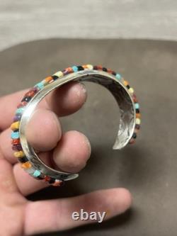 NATIVE AMERICAN NAVAJO RAY ADAKAI TURQUOISE Cuff Bracelet 42.4G. 925 Sterling OP