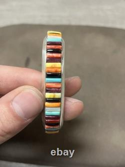 NATIVE AMERICAN NAVAJO RAY ADAKAI TURQUOISE Cuff Bracelet 42.4G. 925 Sterling OP