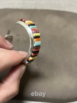 NATIVE AMERICAN NAVAJO RAY ADAKAI TURQUOISE Cuff Bracelet 42.4G. 925 Sterling OP
