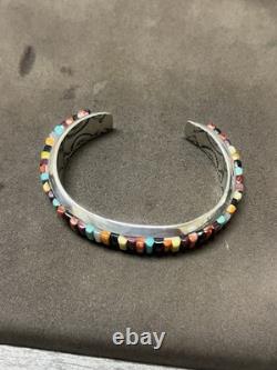 NATIVE AMERICAN NAVAJO RAY ADAKAI TURQUOISE Cuff Bracelet 42.4G. 925 Sterling OP