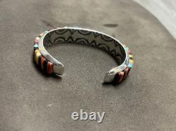 NATIVE AMERICAN NAVAJO RAY ADAKAI TURQUOISE Cuff Bracelet 42.4G. 925 Sterling OP
