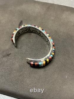 NATIVE AMERICAN NAVAJO RAY ADAKAI TURQUOISE Cuff Bracelet 42.4G. 925 Sterling OP