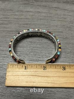 NATIVE AMERICAN NAVAJO RAY ADAKAI TURQUOISE Cuff Bracelet 42.4G. 925 Sterling OP