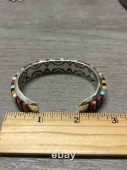 NATIVE AMERICAN NAVAJO RAY ADAKAI TURQUOISE Cuff Bracelet 42.4G. 925 Sterling OP