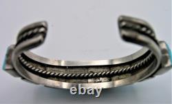 NATIVE AMERICAN NAVAJO SILVER & TURQUOISE CUFF BRACELET E H GREY 58.86 g