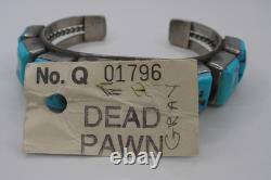 NATIVE AMERICAN NAVAJO SILVER & TURQUOISE CUFF BRACELET E H GREY 58.86 g