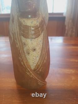 NATIVE AMERICAN Navajo Alabaster CARVED STONE INDIAN by Artist ROLAND BEYALE'96
