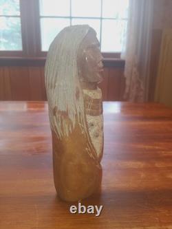 NATIVE AMERICAN Navajo Alabaster CARVED STONE INDIAN by Artist ROLAND BEYALE'96