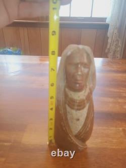 NATIVE AMERICAN Navajo Alabaster CARVED STONE INDIAN by Artist ROLAND BEYALE'96