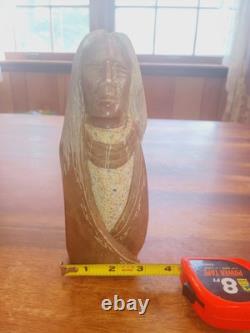 NATIVE AMERICAN Navajo Alabaster CARVED STONE INDIAN by Artist ROLAND BEYALE'96