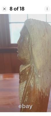 NATIVE AMERICAN Navajo Alabaster CARVED STONE INDIAN by Artist ROLAND BEYALE'96