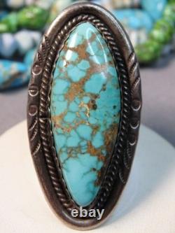 NAVAJO Irene Platero ROYSTON TURQUOISE Sterling Silver 1.9 Ring sz8 Signed