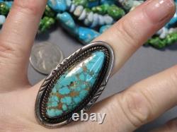 NAVAJO Irene Platero ROYSTON TURQUOISE Sterling Silver 1.9 Ring sz8 Signed