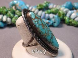 NAVAJO Irene Platero ROYSTON TURQUOISE Sterling Silver 1.9 Ring sz8 Signed