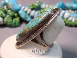 NAVAJO Irene Platero ROYSTON TURQUOISE Sterling Silver 1.9 Ring sz8 Signed