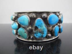 NAVAJO Native American KINGMAN Turquoise Cluster Cuff Bracelet
