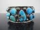 Navajo Native American Kingman Turquoise Cluster Cuff Bracelet