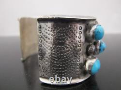 NAVAJO Native American KINGMAN Turquoise Cluster Cuff Bracelet