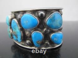 NAVAJO Native American KINGMAN Turquoise Cluster Cuff Bracelet