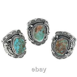 NAVAJO Natural # 8 Spiderweb Turquoise Men's Ring Silver Big Boy Sizes 9 to 13